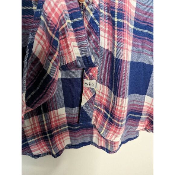 Rails Hunter Azure Pink Yellow Flannel Button Down Shirt - Size M - Picture 7 of 8